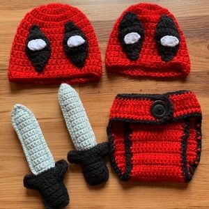 Newborn dead pool crochet outfit